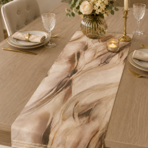 Mocha Beige Marble Laminated Table Runner