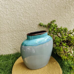 Artistic silvery grey ceramic vase