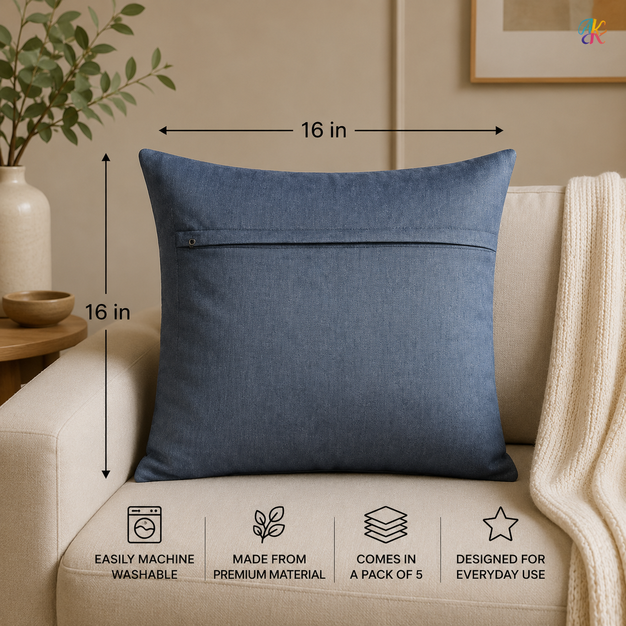 Blue Floral Cushion Cover - Image 6