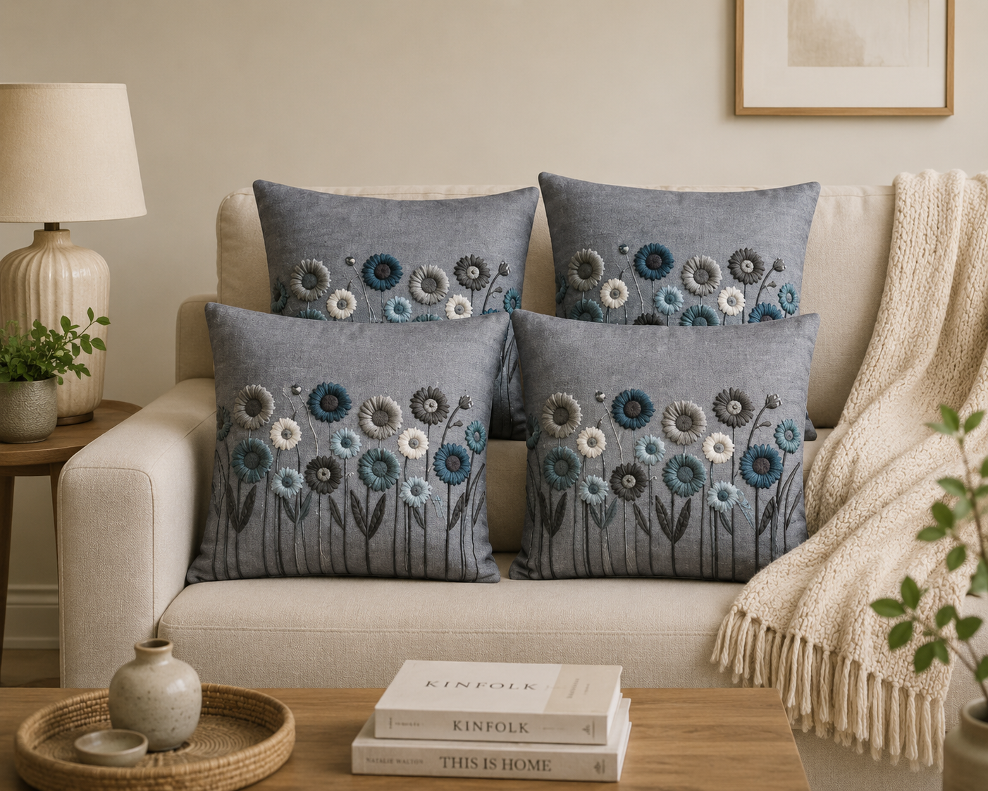 Blue Floral Cushion Cover - Image 4