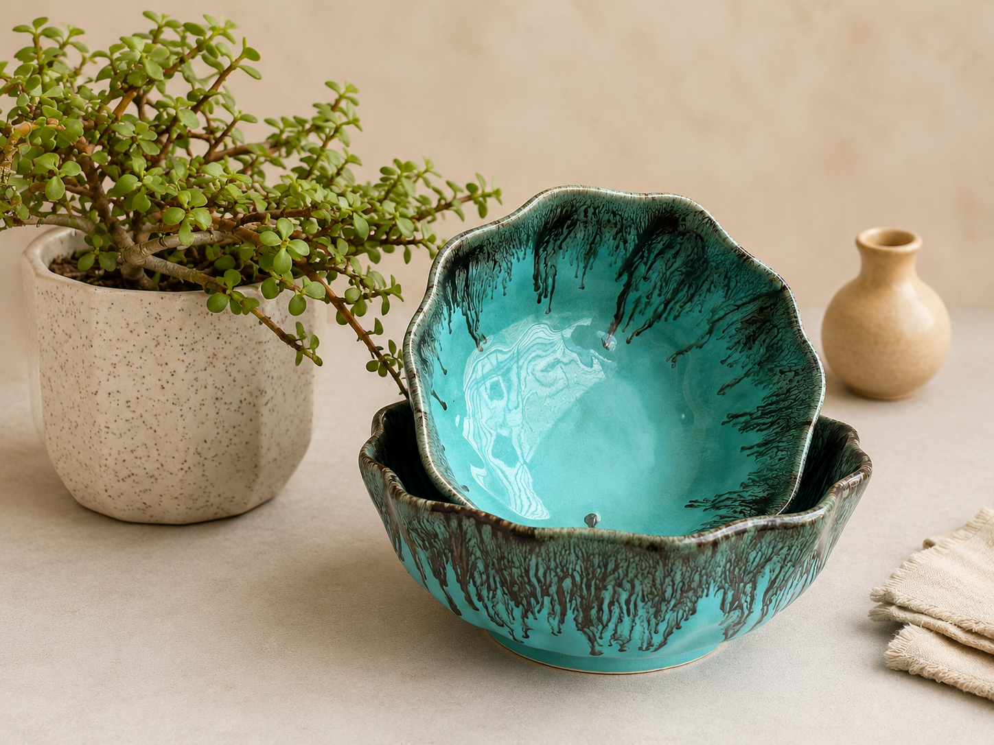 Turquoise Flora Studio Bowl Set - Image 4