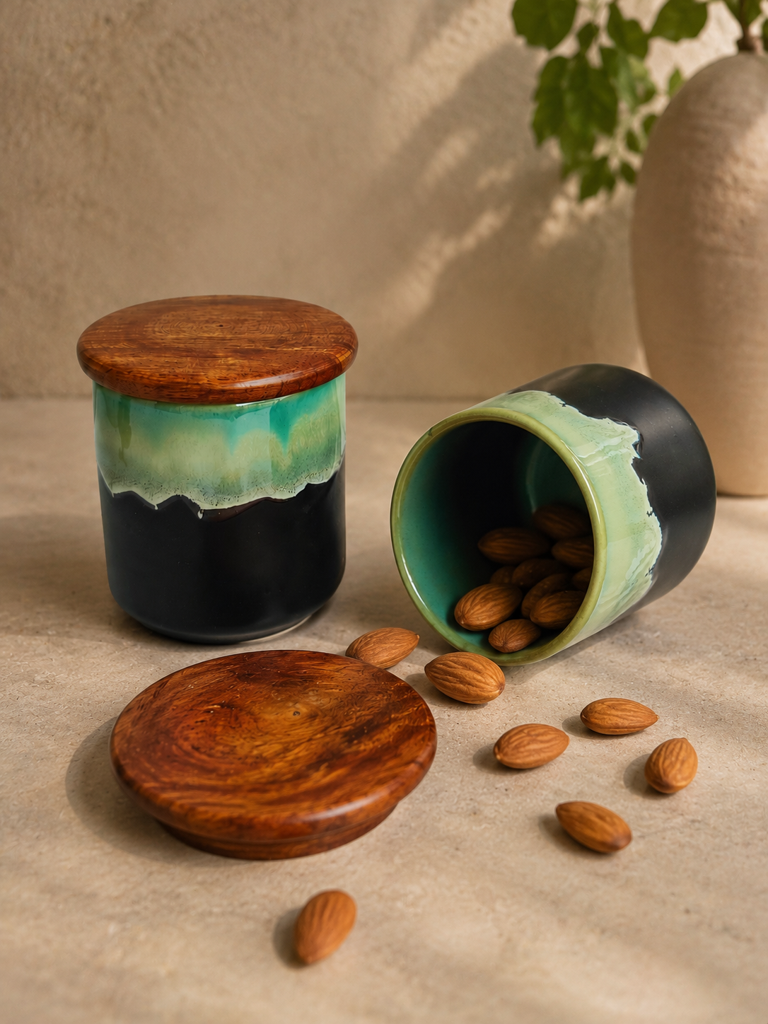Olive Mist Storage Jar Set of 2 - Image 4