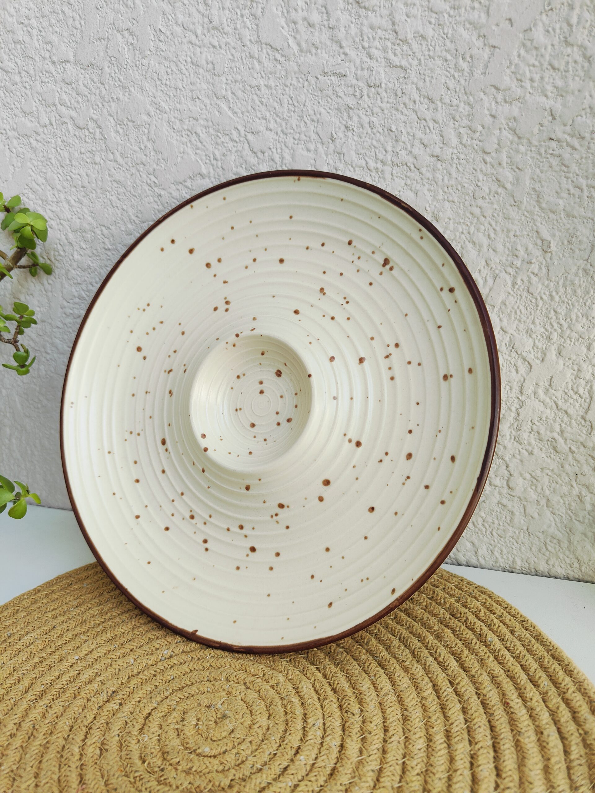 Rustic Speckle Ceramic Chip & Dip Platter - Image 3