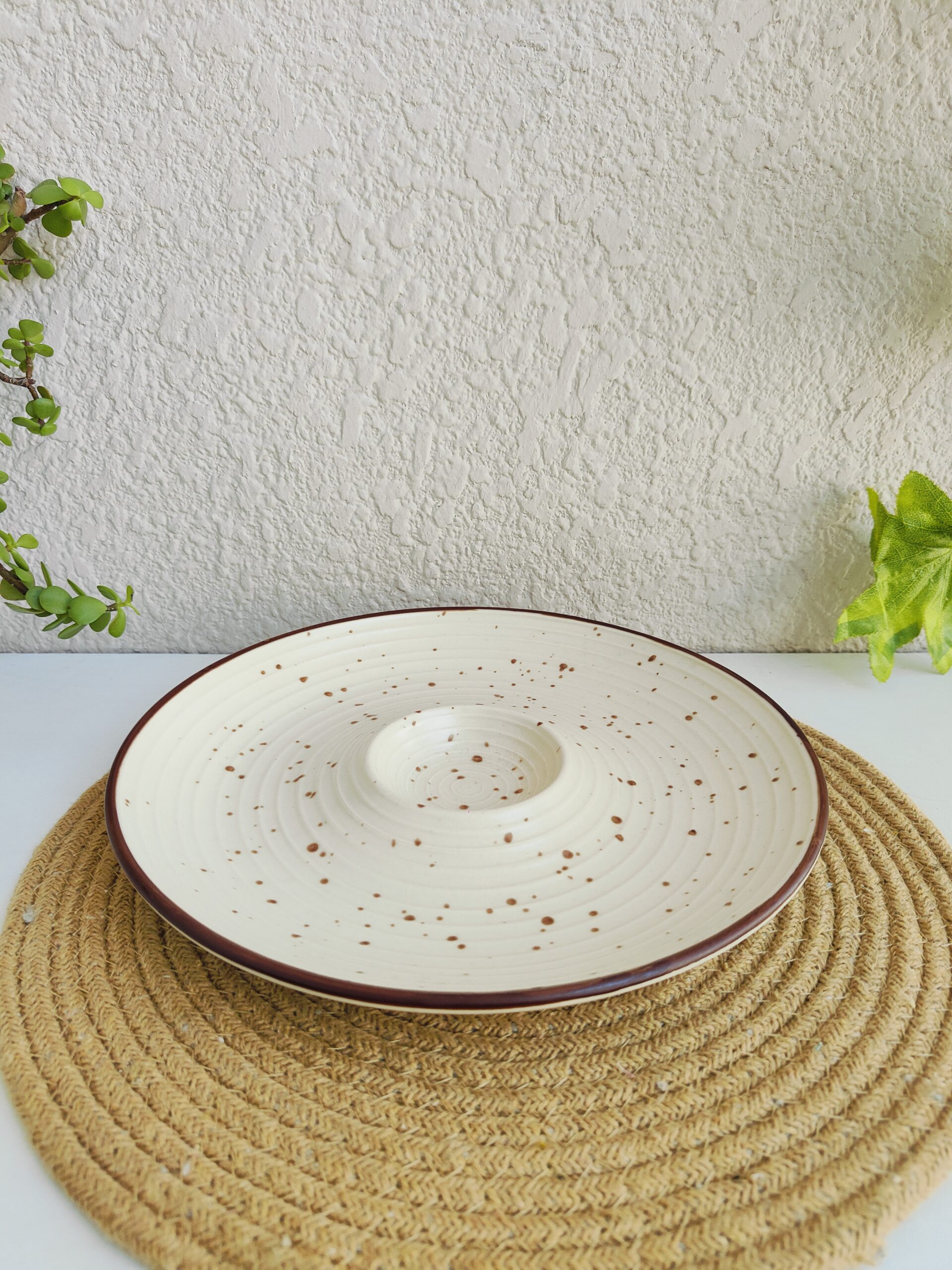 Rustic Speckle Ceramic Chip & Dip Platter - Image 2