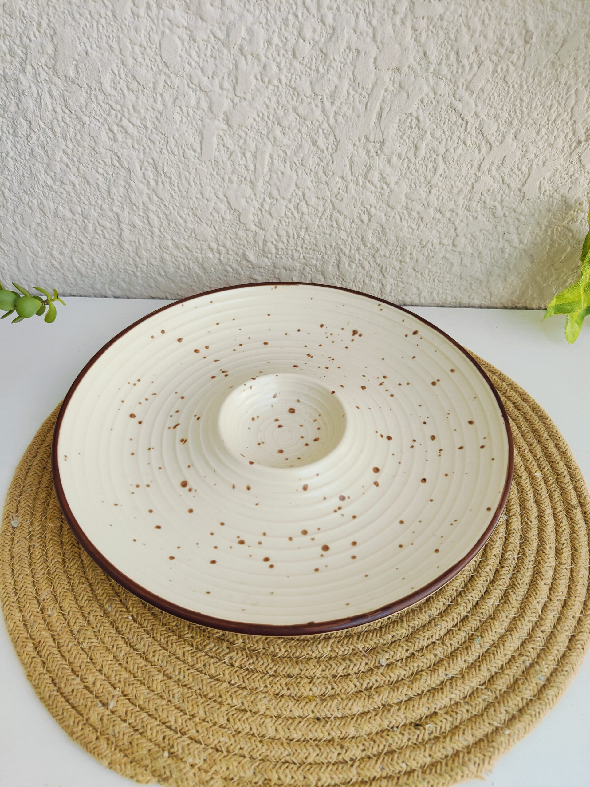 Rustic Speckle Ceramic Chip & Dip Platter