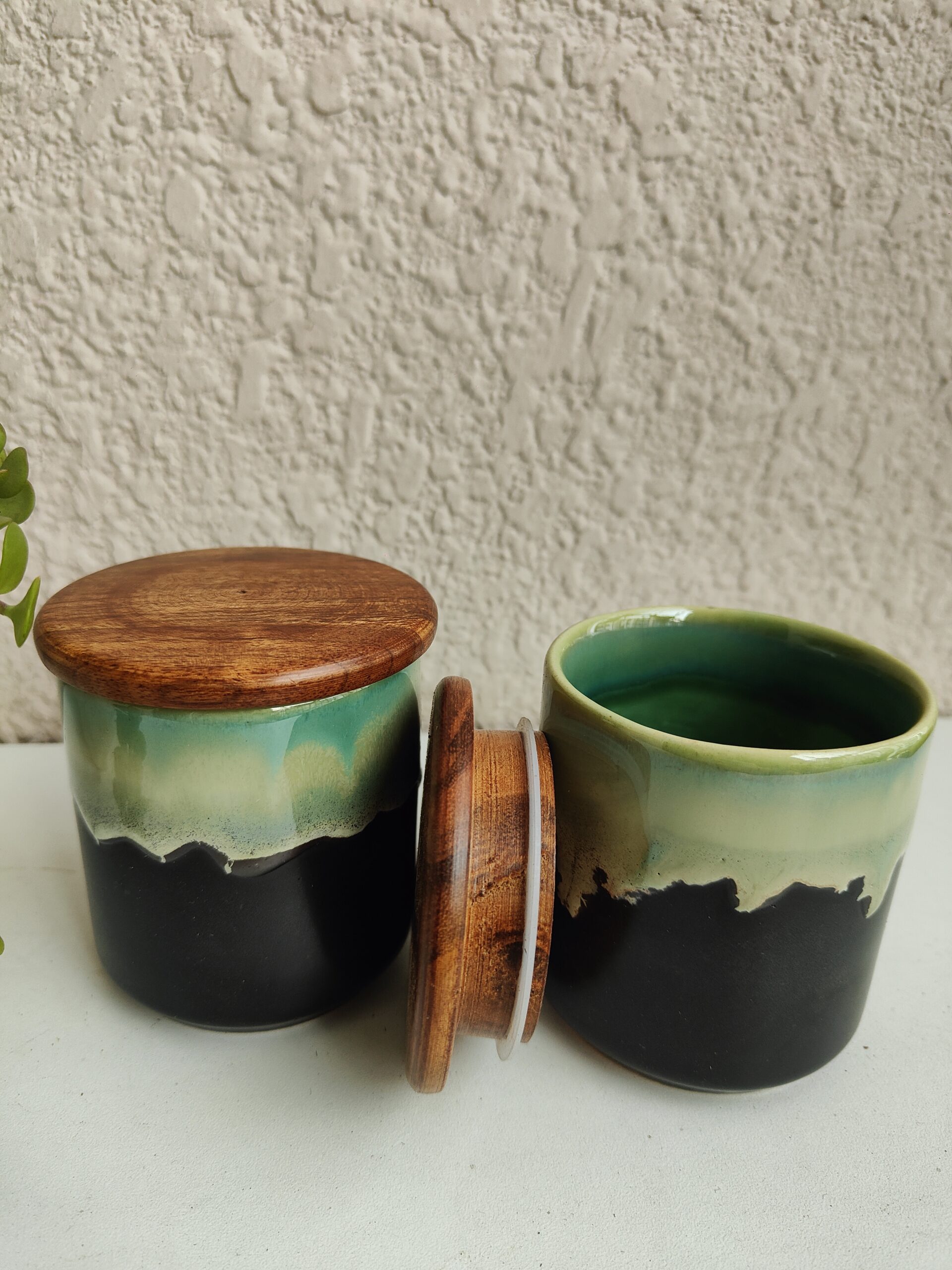 Olive Mist Storage Jar Set of 2 - Image 2