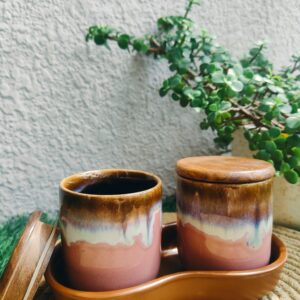 Blush Horizon Ceramic Jar Set with Tray