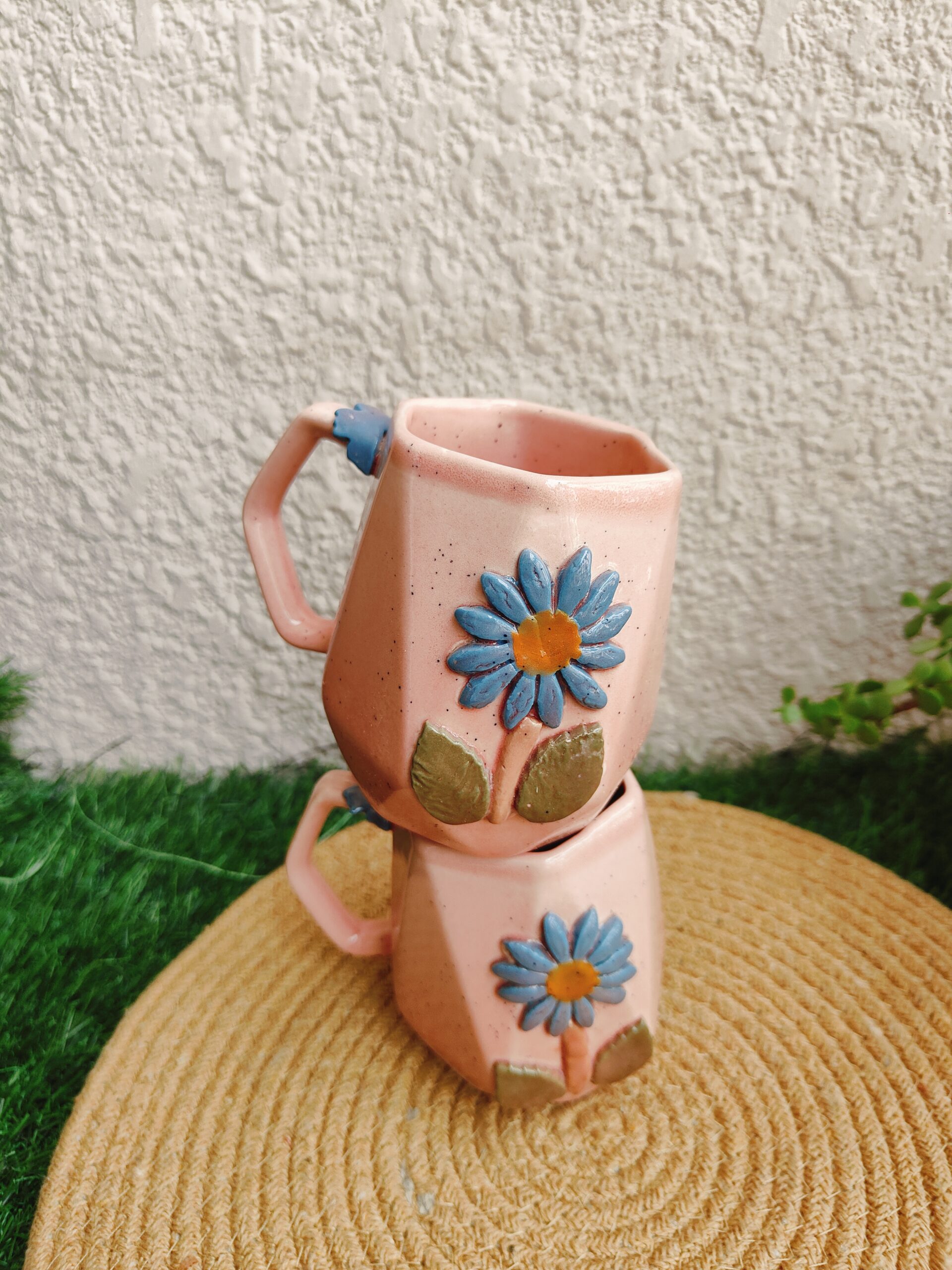 Embossed Floral Ceramic Mug Sets - Image 2