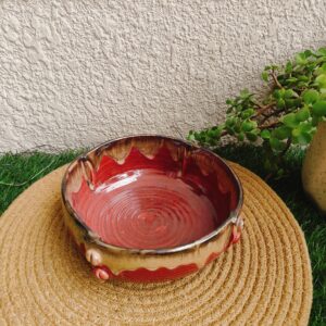 Crimson Earth Button Design Bowl
