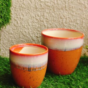 Sunset Glow Ceramic Planter Set