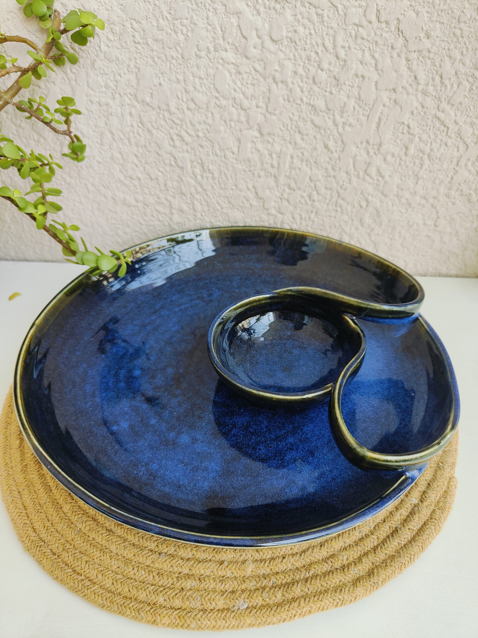 Indigo Swirl Dip Platter