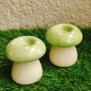 Pastel Mushroom Ceramic Candle Holders Set