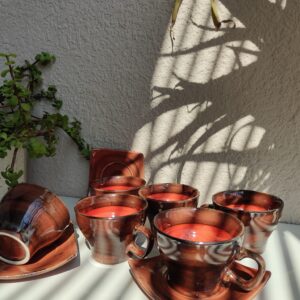 Rust Aura Studio Glazed Cup & Saucer Set