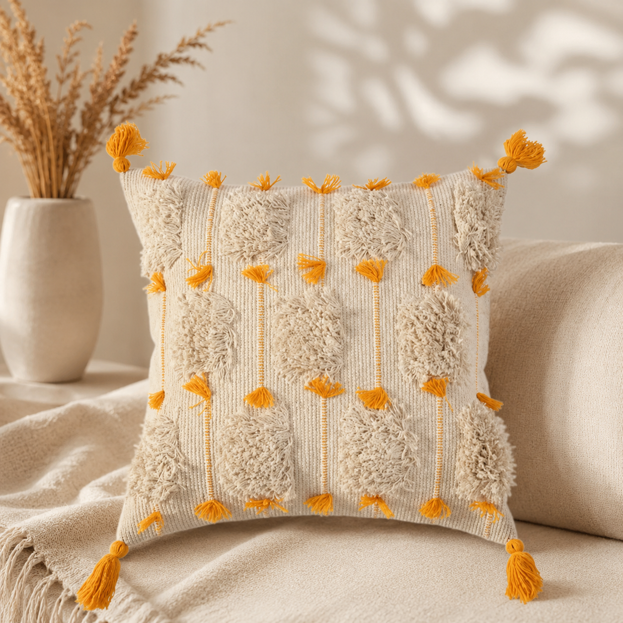 Sun tassel tufted cushion cover