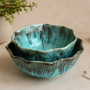 Turquoise Flora Studio Bowl Set