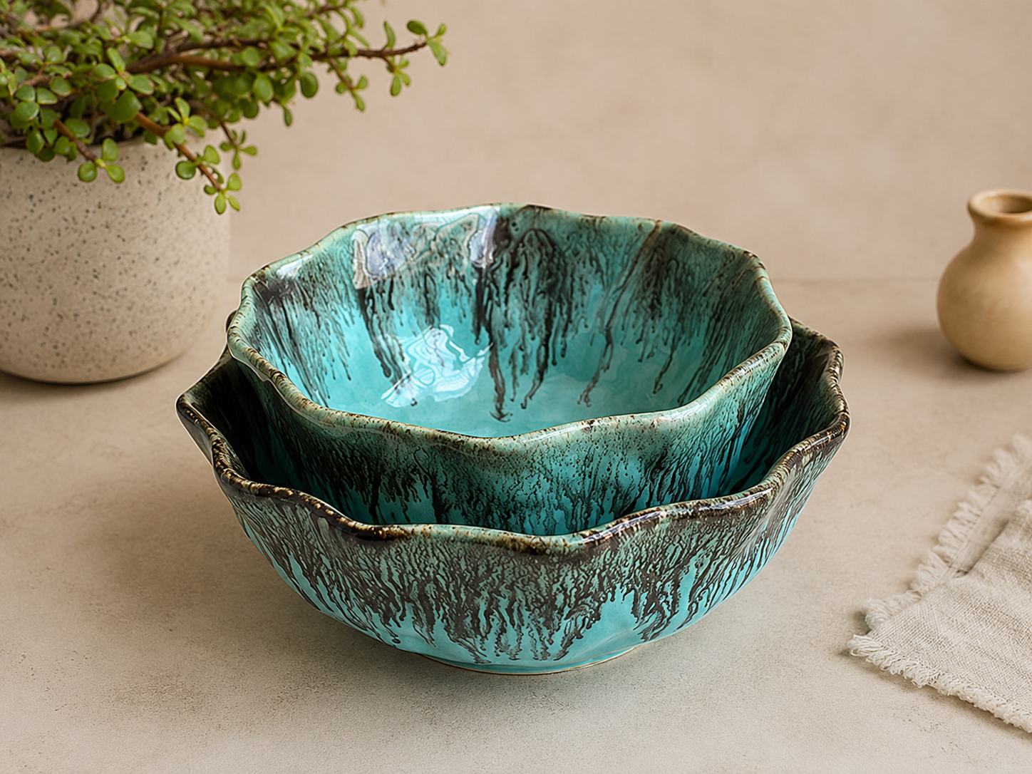 Turquoise Flora Studio Bowl Set