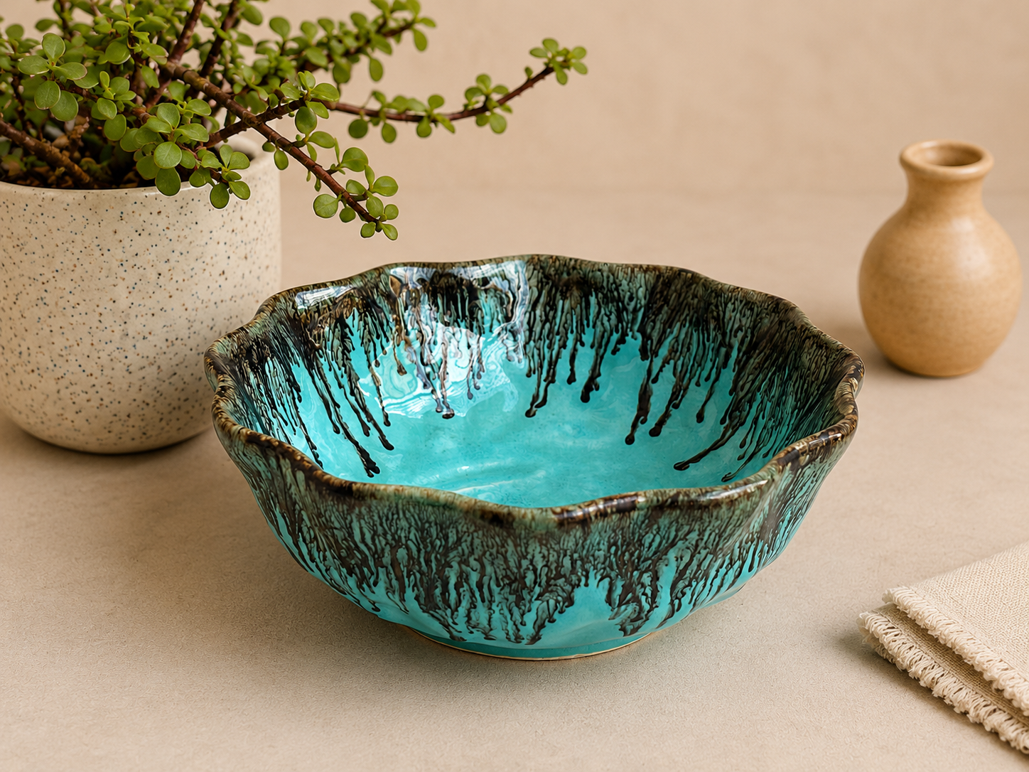 Turquoise Flora Studio Bowl Set - Image 3