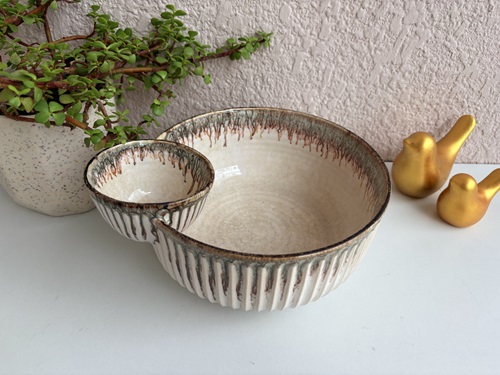 Cream Chip & Dip Bowl Large - Image 2