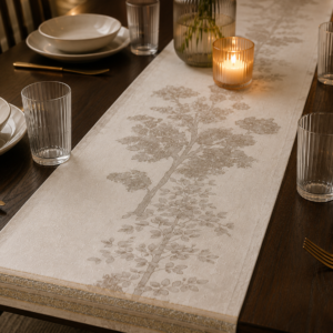 Ivory Botanical Laminated Table Runner