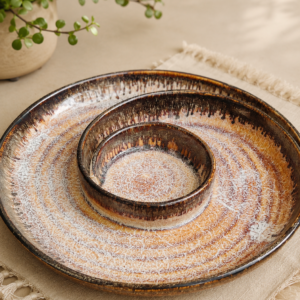 Blush Spiral Ceramic Dip Platter