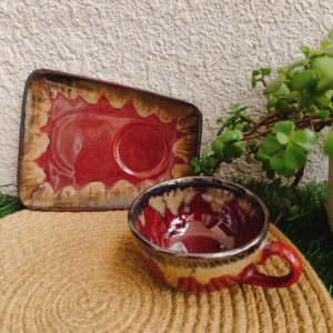 Crimson Snack Platter Cup Set