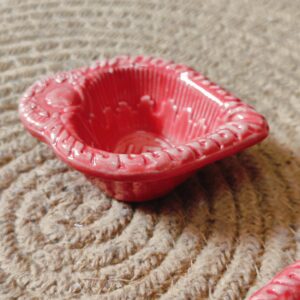 Blush Red Ceramic Diya |Set of 5