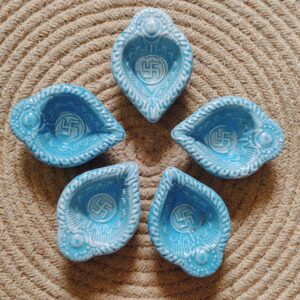 Aqua Ceramic Diya's | Set of 5