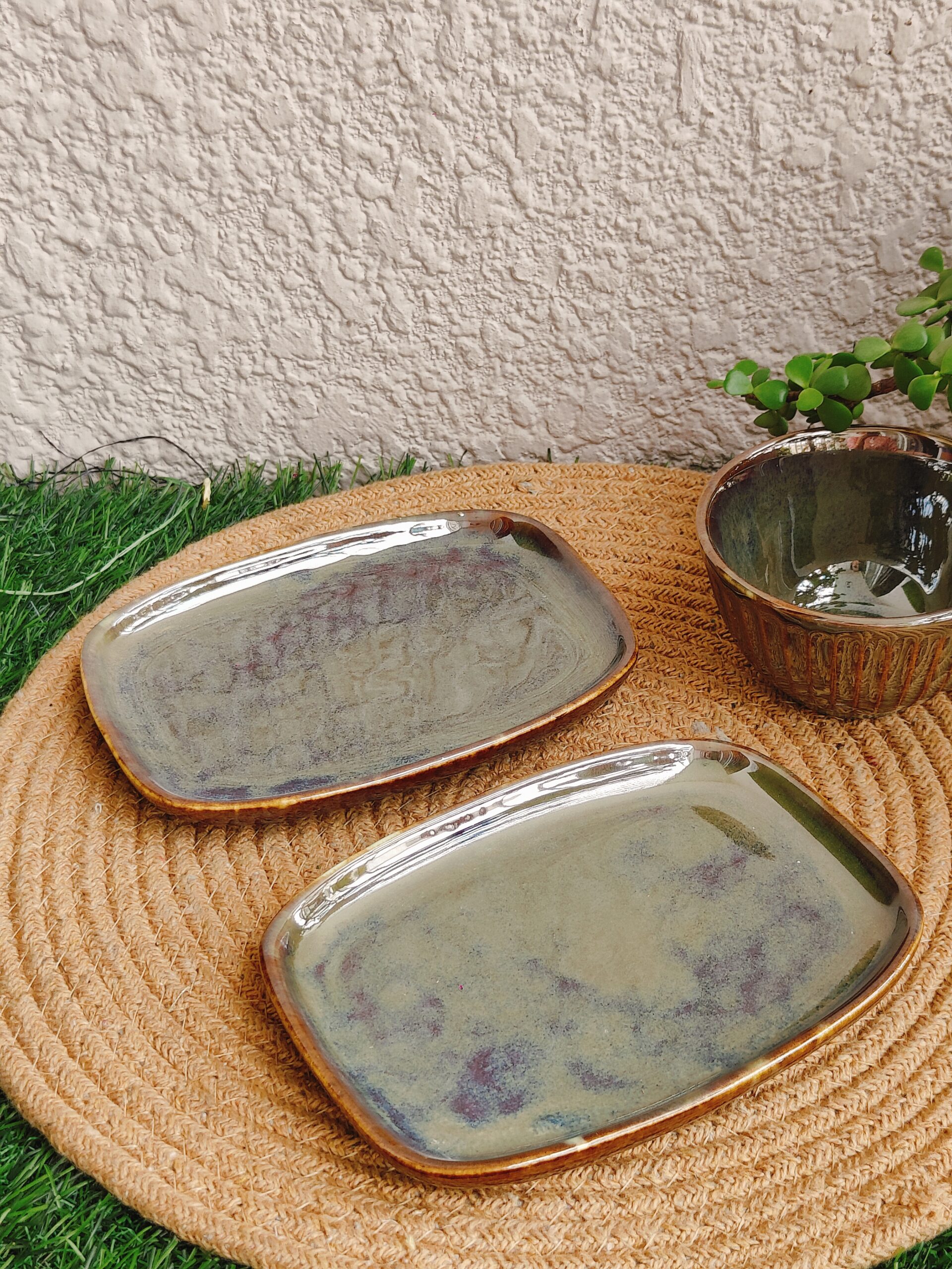 Olive Mist Studio Snack Plates | Set of 2