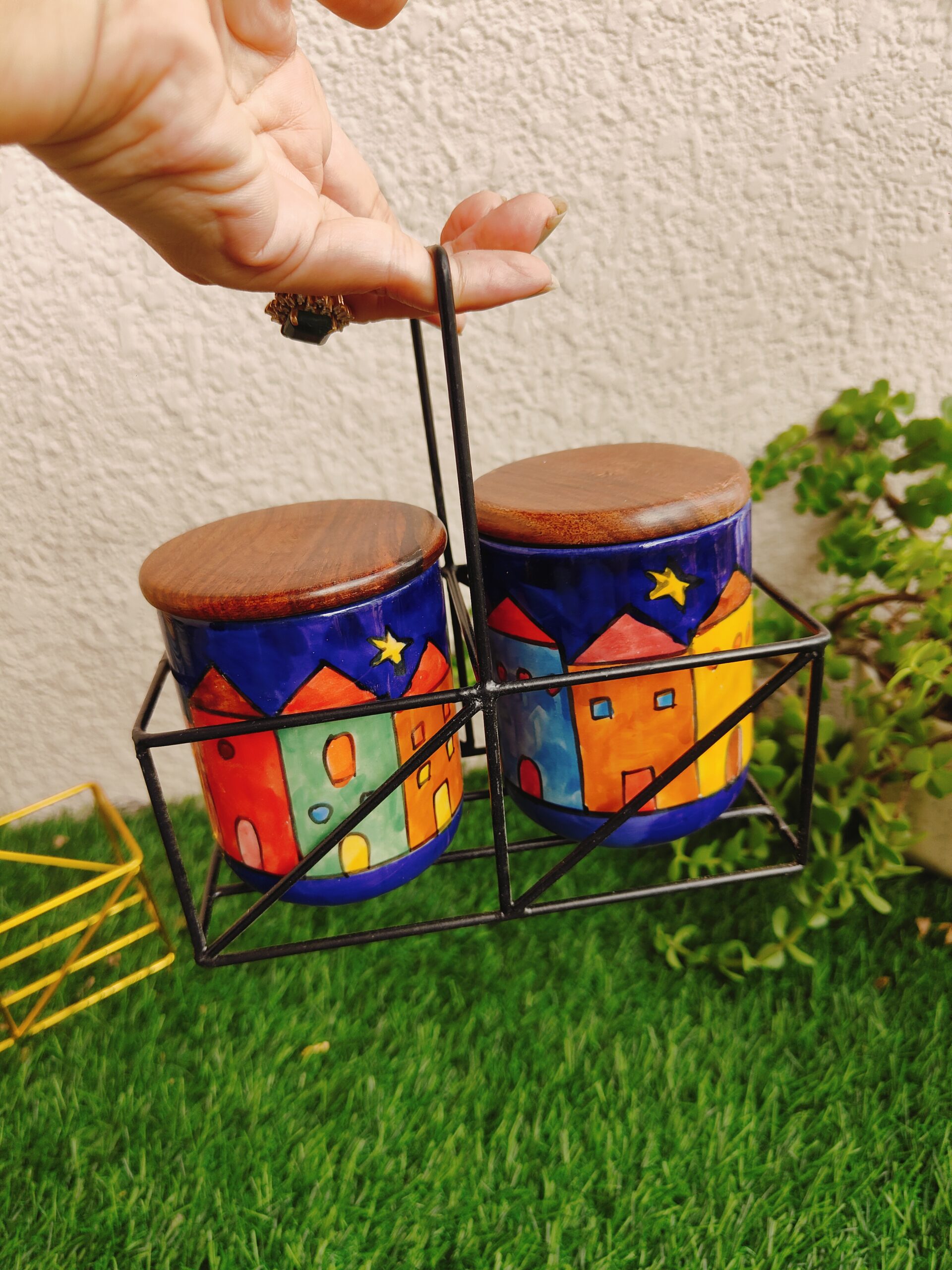 Hand painted Studio Ceramic Jar | Set of 2 - Image 3