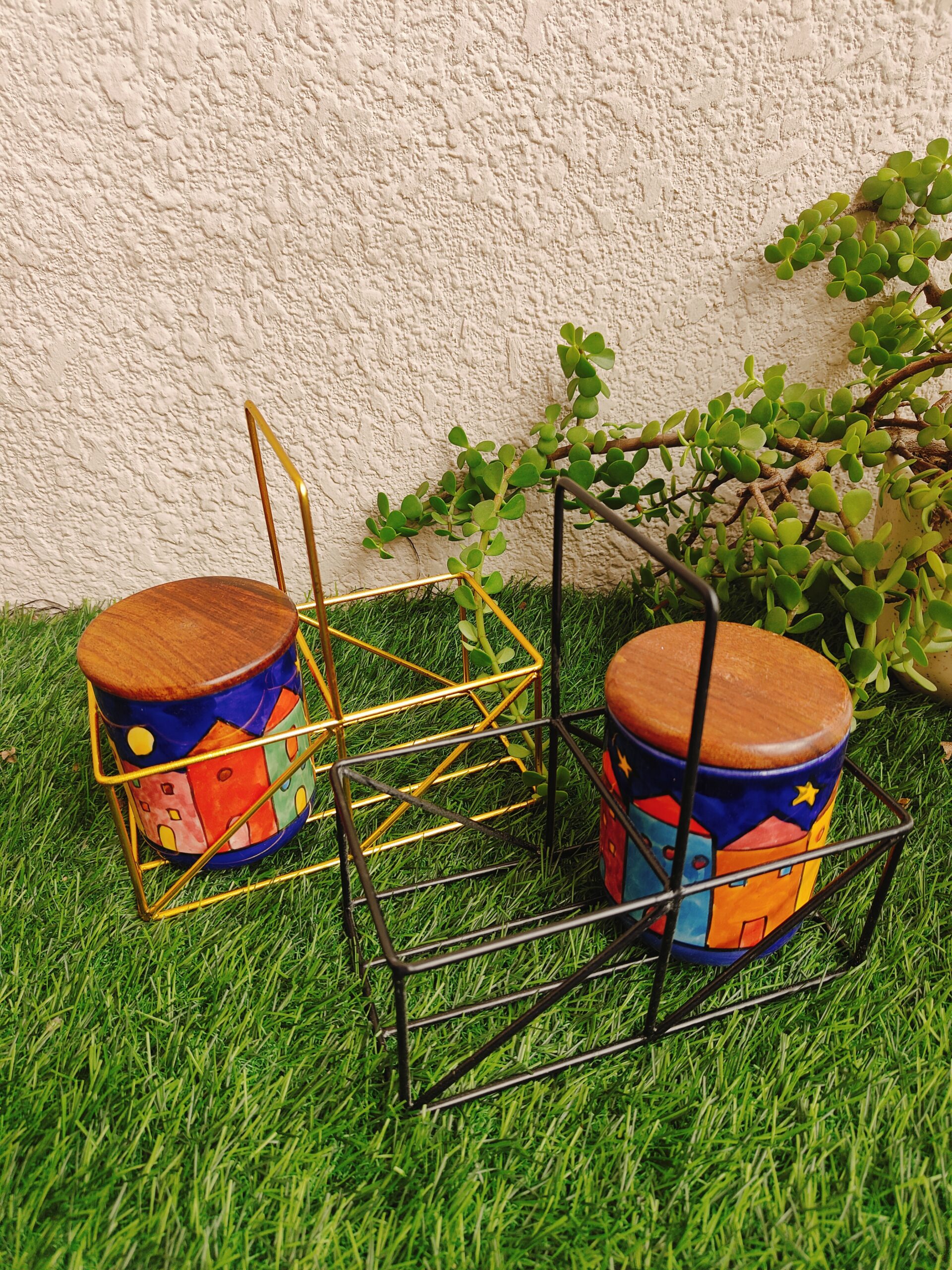 Hand painted Studio Ceramic Jar | Set of 2 - Image 4
