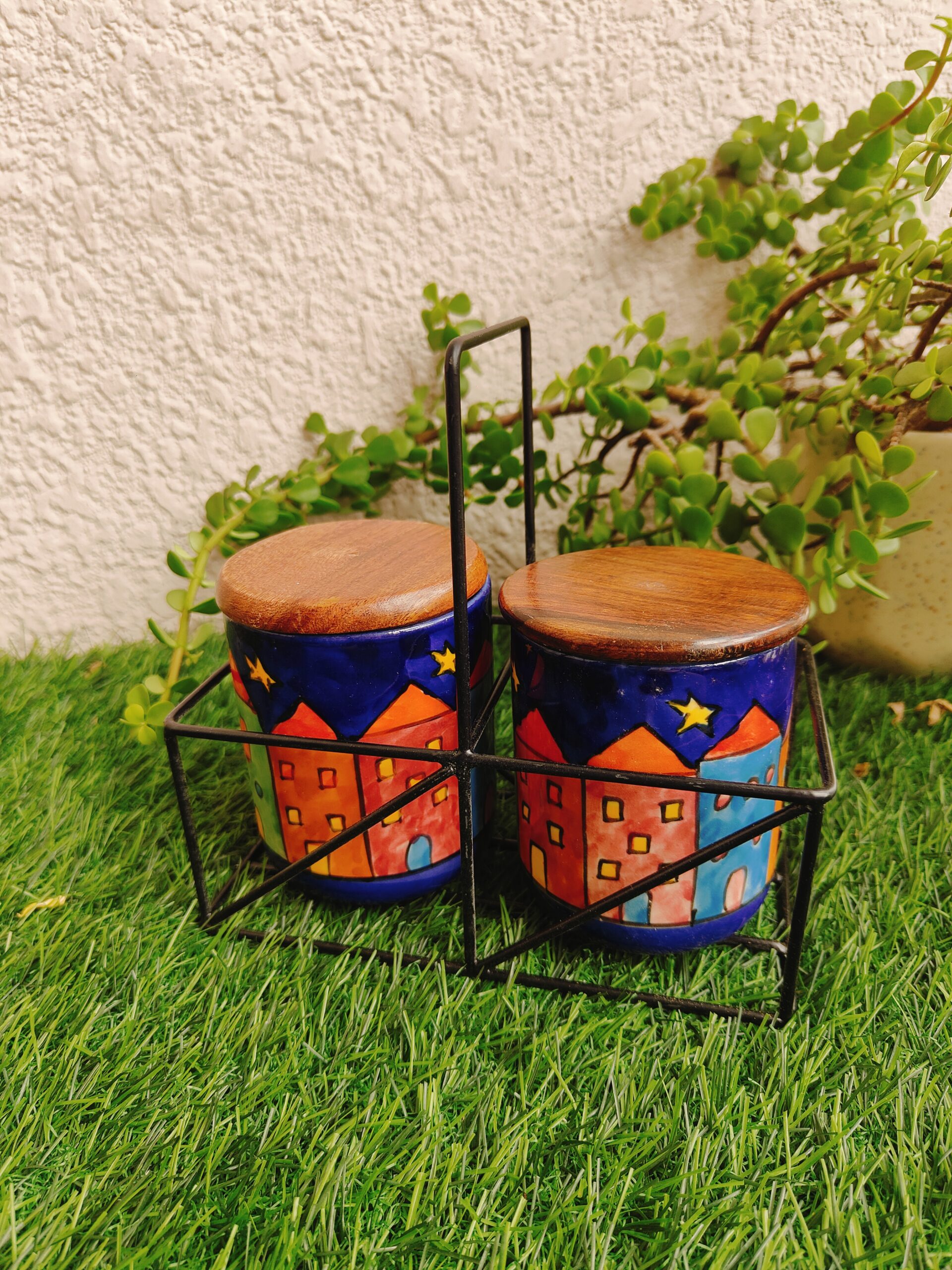 Hand painted Studio Ceramic Jar | Set of 2 - Image 6
