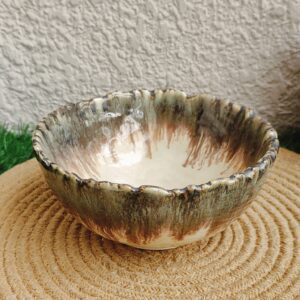 Hand Glazed Creamy Serving  Bowl