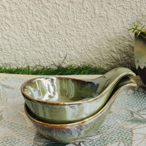Luxury Olive Green Leaf Bowl Set