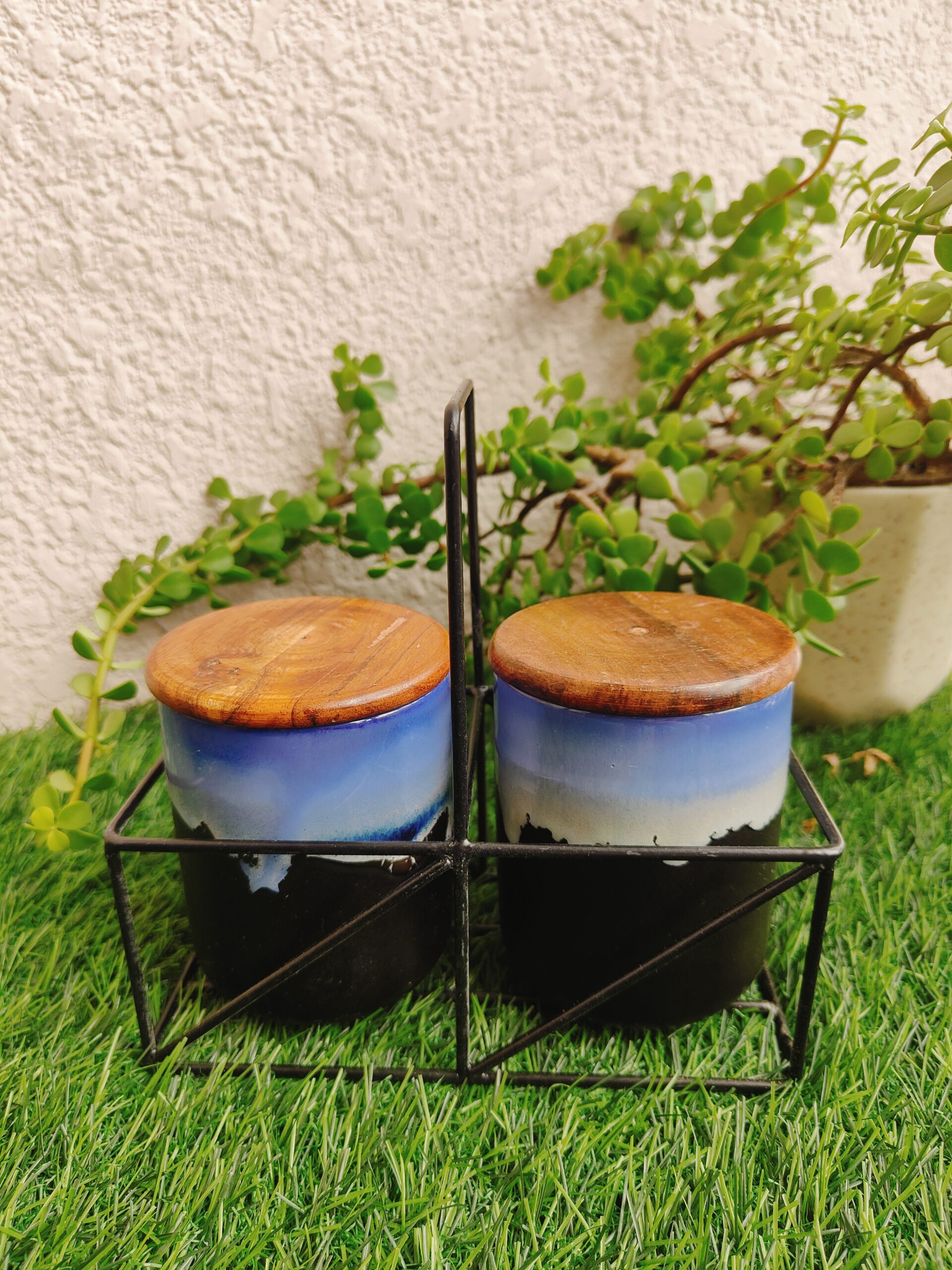 Midnight Blue Studio Ceramic Jar | Set of 2 - Image 3