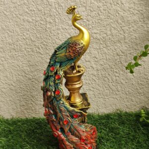 Royal Golden Peacock Resin Showpiece