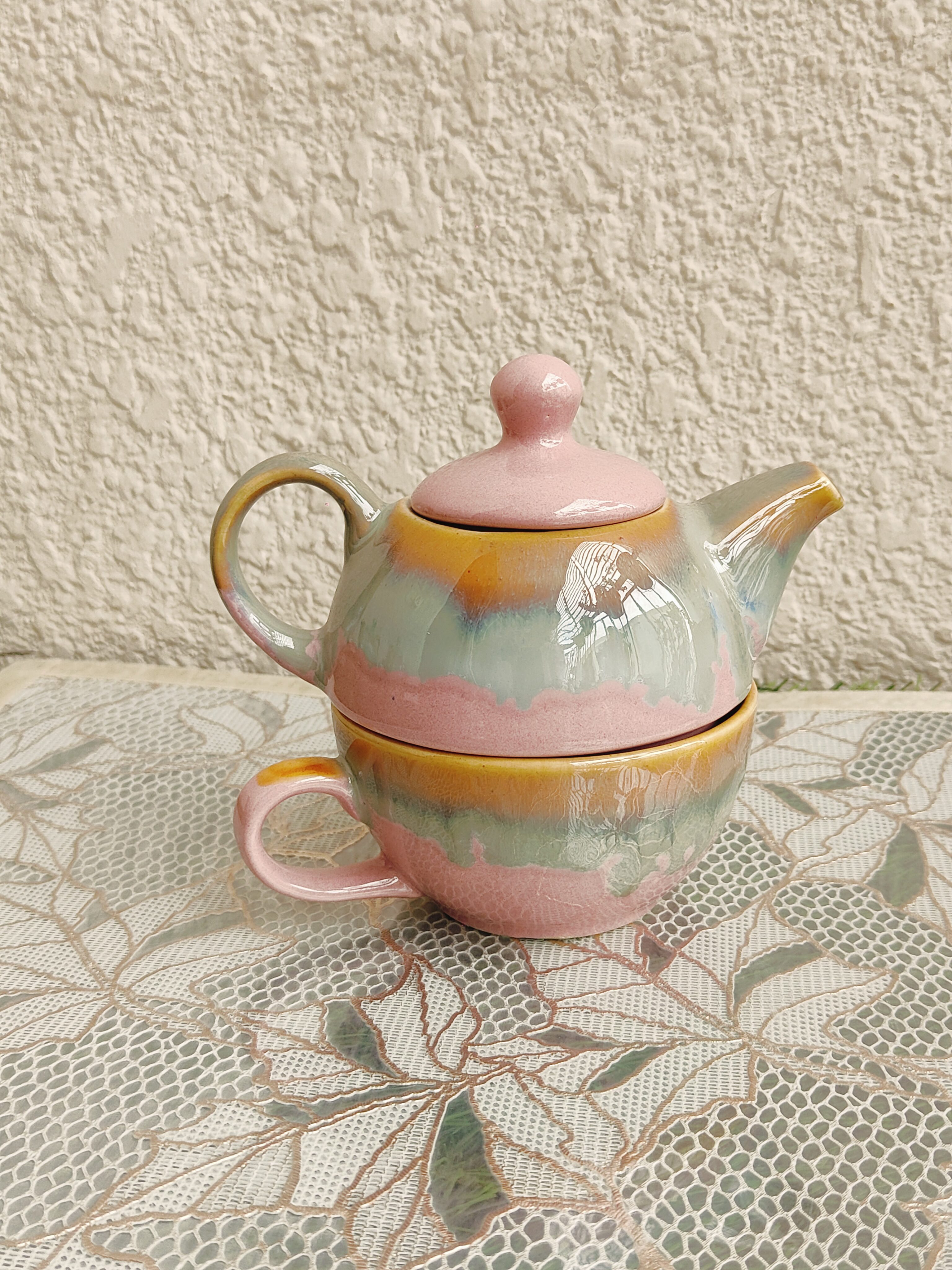 Studio Glazed Ceramic One Cup Kettle | Handmade Ceramic Gift - Image 2