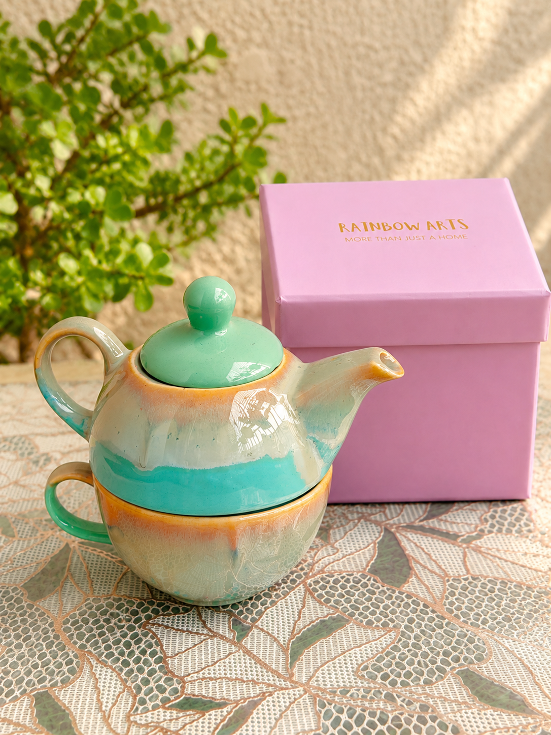Studio Glazed Ceramic One Cup Kettle